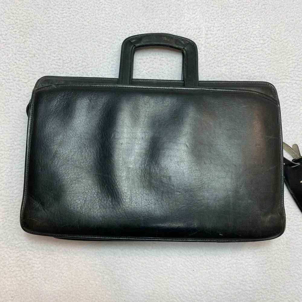 Jack Georges Briefcase Double Handle Black Leather Bag Work Laptop